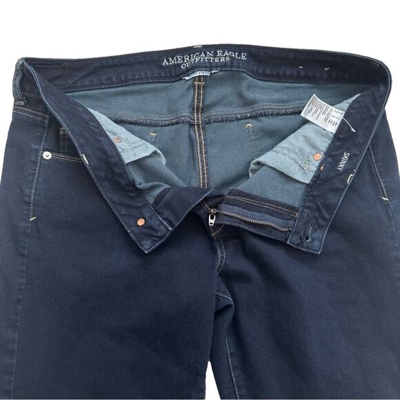 American Eagle Jeans Dark Wash Super Stretch Straight Leg Denim Size 16 Long - Picture 4 of 11